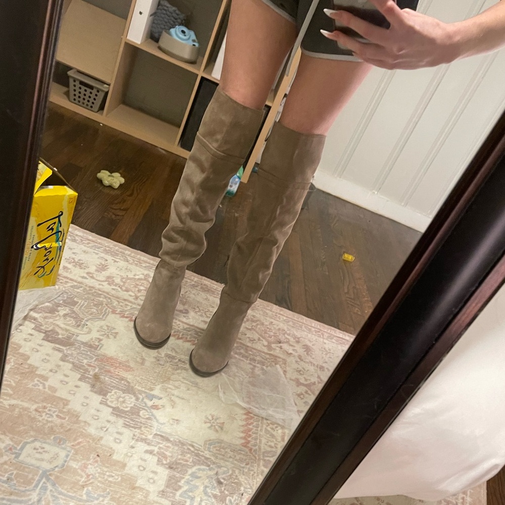 Franco Sarto over the knee brown suede boots
